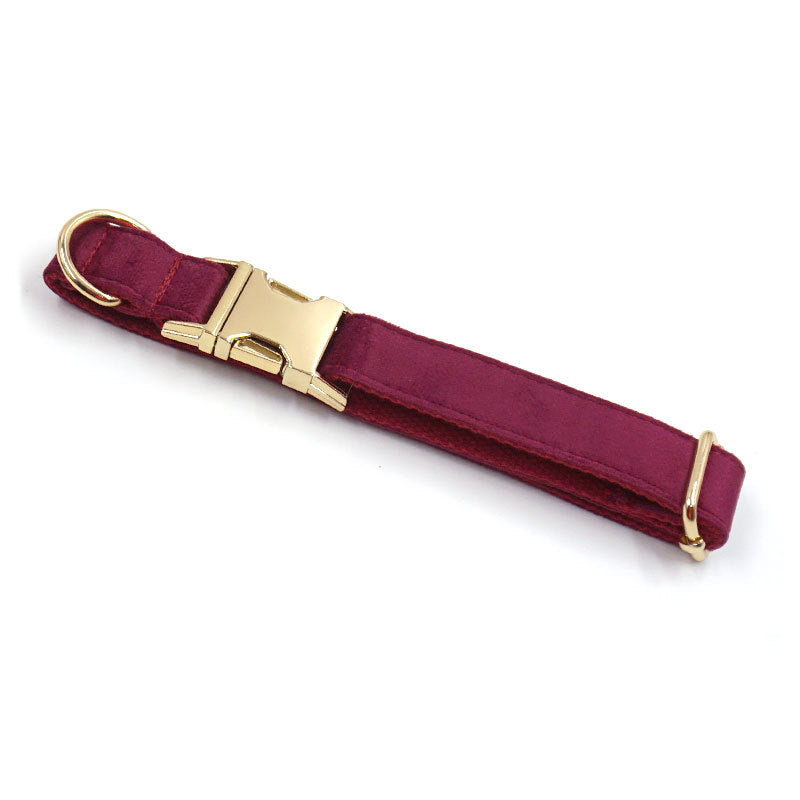 Soft Burgundy Velvet Pet Collar Dog Collar