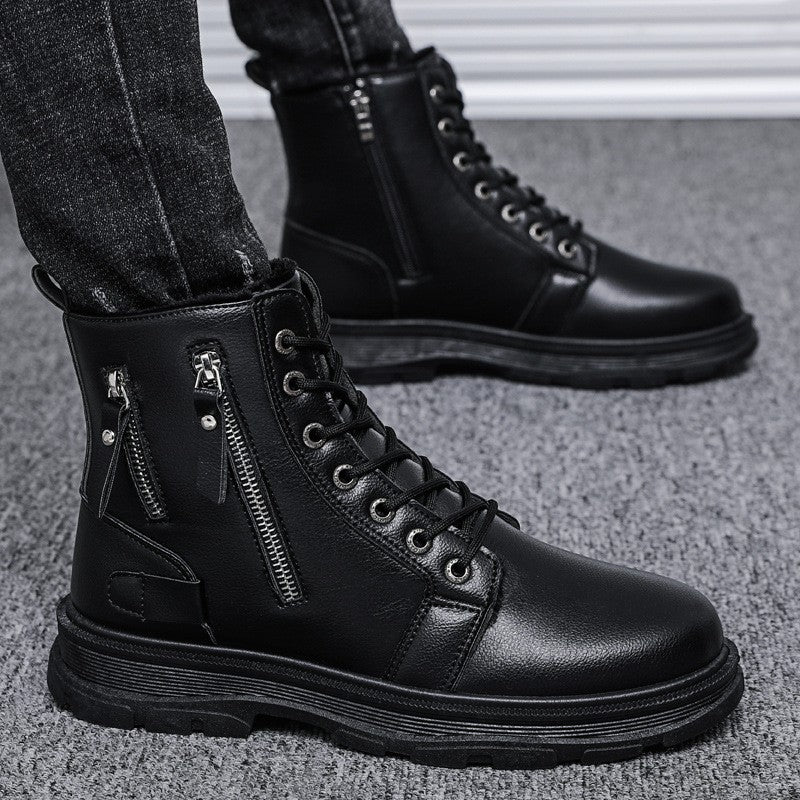 Zapatos de invierno para hombre, botas de cuero de nueva moda, tendencia informal para hombre