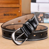 All-match Women's Belt Simple Black Pin Buckle Width