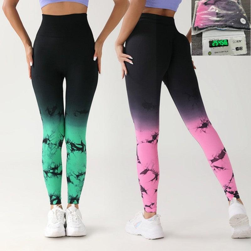 Gradient Tie-dye Yoga Seamless Female Running Workout Pants