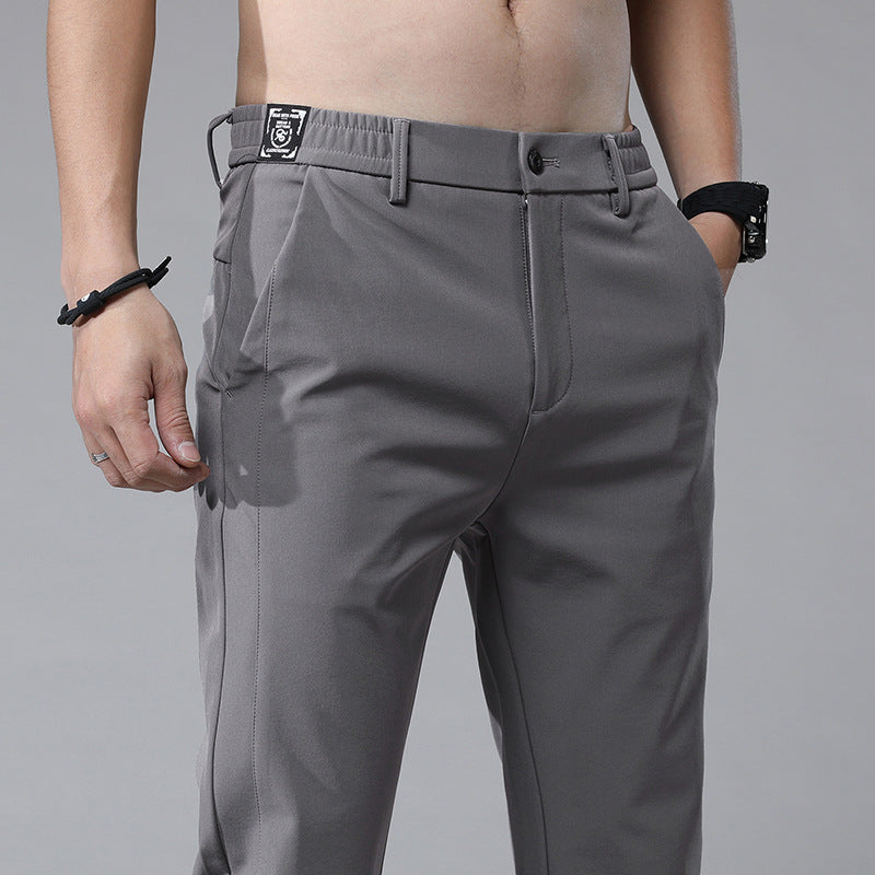 Ice Silk Men's Fashionable Elastic Waist Ultra-thin Casual Pants
