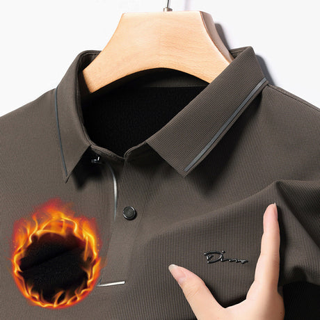 Long Sleeve T-shirt Men's Lapel Stretch Keep Warm Middle-aged Shirt Men