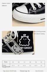 Black Graffiti Casual Canvas Shoes For Students