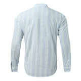 Men's Striped Long Sleeve Stand Collar Loose Shirt