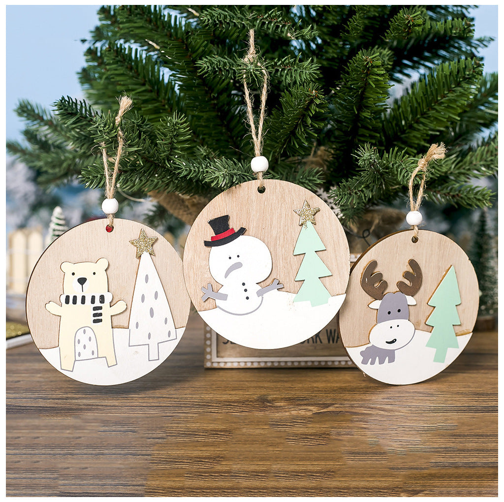 Decoraciones navideñas colgante de placa de madera pintada