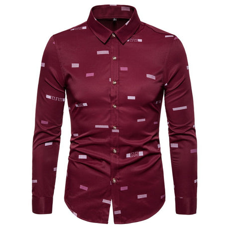 Autumn Men's Plaid & Printed Long-sleeved Shirt