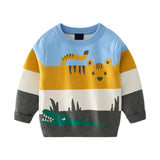 Abstract Cartoon Jacquard Double Layer Sweater For Boys