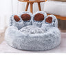 Cama para perros y gatos, estera redonda para mascotas grandes, casa larga de felpa para dormir profundo, cálida forma de pata de oso, cojín súper suave, camas tranquilas