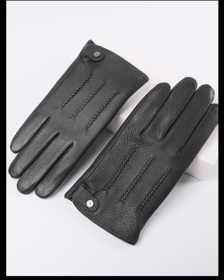 Fleece-lined Thickened Real Leather Gloves