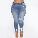 Women Clothes Ripped Plus Size Ladies Denim Pants Jeans