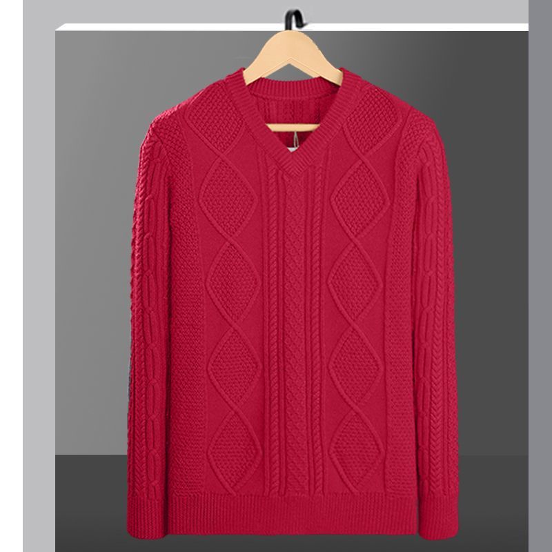 High-end Thickened V-neck Autumn And Winter Thermal Base Sweater