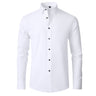 Camisa de fuerza elástica completa para hombre, camisa fina de negocios Simple antiarrugas, sin planchar, para hombre