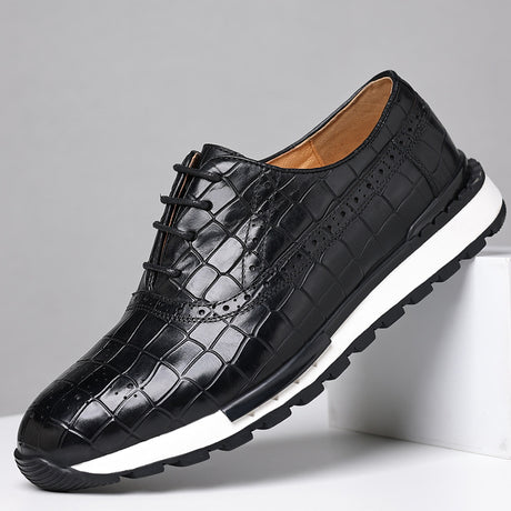 Men's British Lace Up Casual Top Layer Calf Leather Shoes