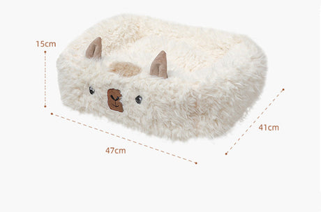 Cama para mascotas de alpaca Cama cálida para perros y gatos de felpa