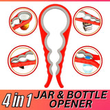 Jar Opener Rubber 4 In 1 Quick Lid Bottle Cap Grip Twister Remover Kitchen Tool