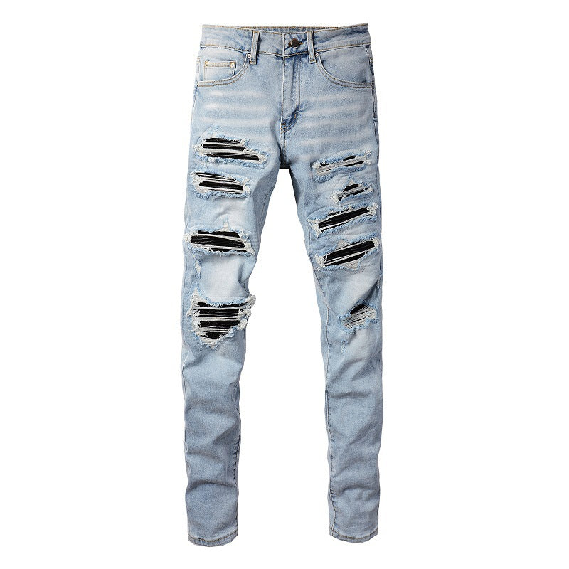 European And American High Street Jeans Patch Ripped