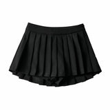 High Waist Front Short Back Length Pleated Skirt With Lining