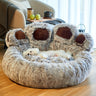 Dog Bed Cat Mat Round Large Pet House Long Plush Deep Sleeping Warm Bear Paw Shape Super Soft Cushion Calm Beds