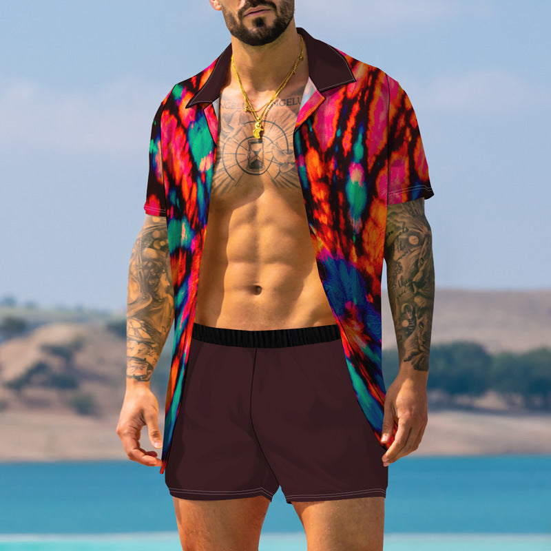 Traje de vacaciones colorido impreso en 3D para hombres