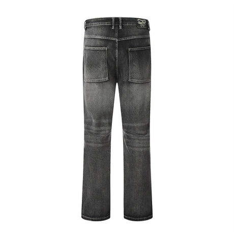 Heavy Washed Black And Gray Worn Jeans