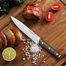 Knife Block with Knife, 9-Piece Kitchen Knife Set Sharp with Acrylic Block Holder, Wooden Handle with Manual Sharpener, Peeling Scissors - Best Cutlery Set Gift Amazon Platform Banned