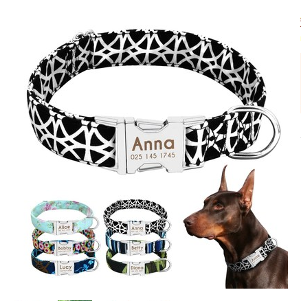 Collar con nombre para perro, Collar para perro grande personalizado, etiqueta con letras