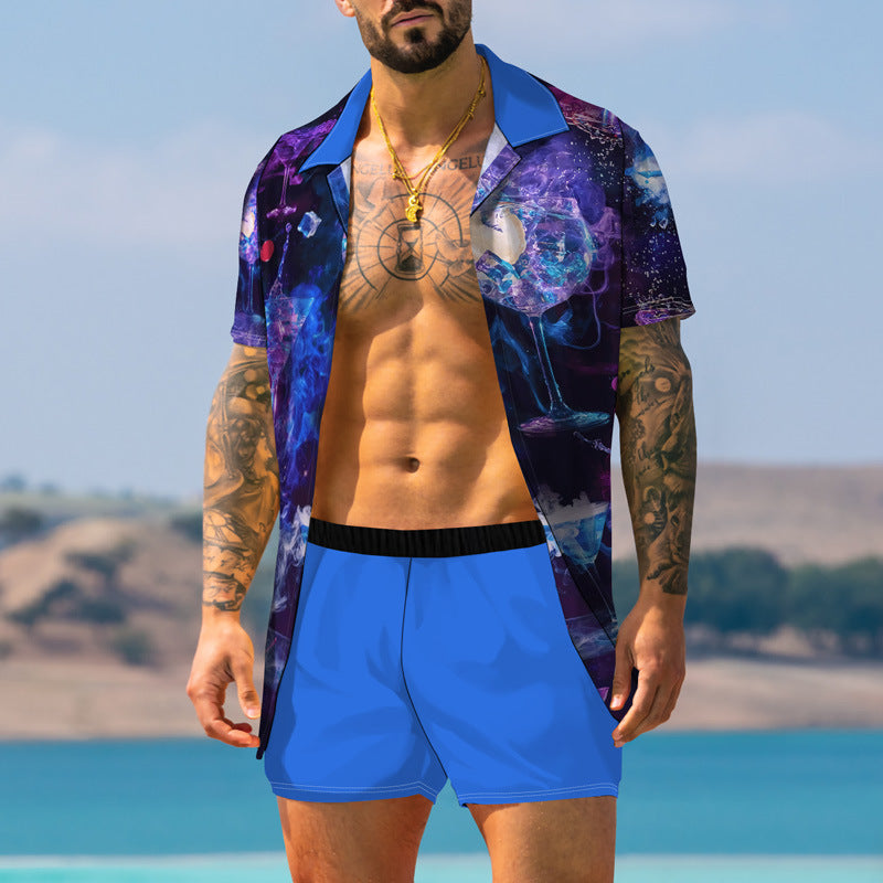 Traje de vacaciones colorido impreso en 3D para hombres