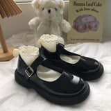 Zapatos De Cuero Pequeños De Estilo Inglés Retro Negro Línea De Hadas Femenina Con Mary Jane