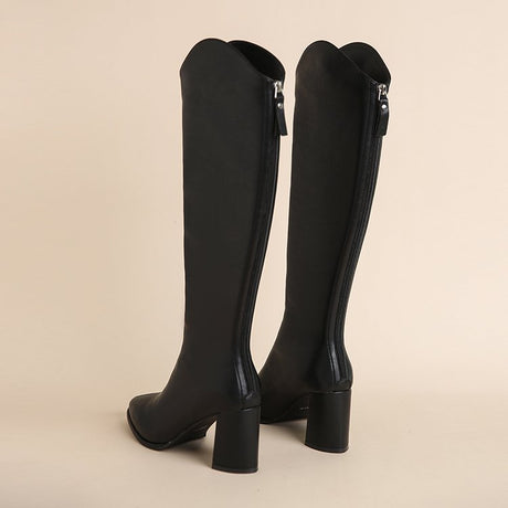 Chunky Heel High Women's Below The Knee Pointed Boot