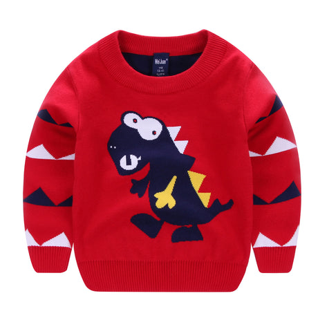 Boy's explosion of wild dinosaur sweater