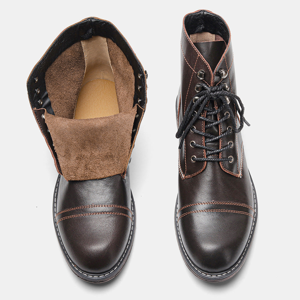 American Retro First Layer Calfskin Workwear Martin Boots