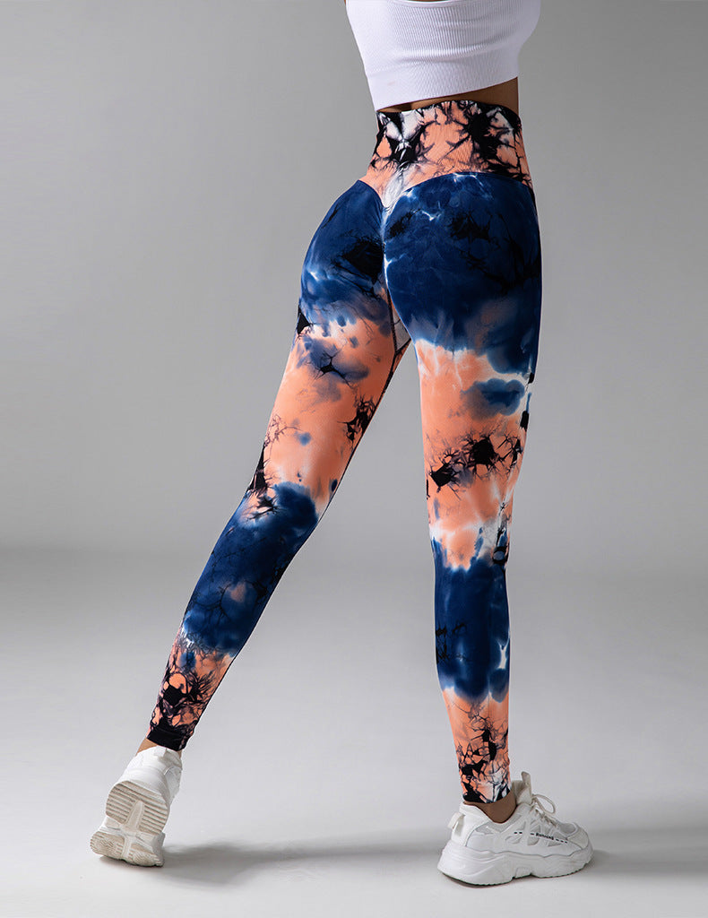 Tie-dyed Fitness For Women High Waist Hip Lift Sports Yoga Pants