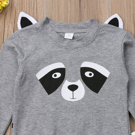 Traje infantil simple de manga larga lindo con forma de oso pardo