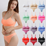 French Women's Wireless Push Up Vest Shorts Set