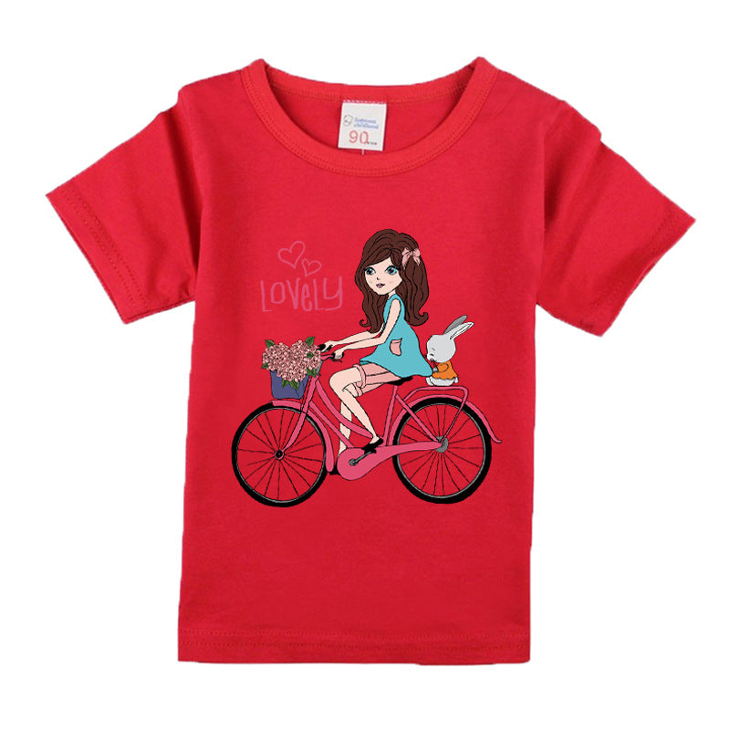 Camiseta Infantil Algodón Niña Bicicleta