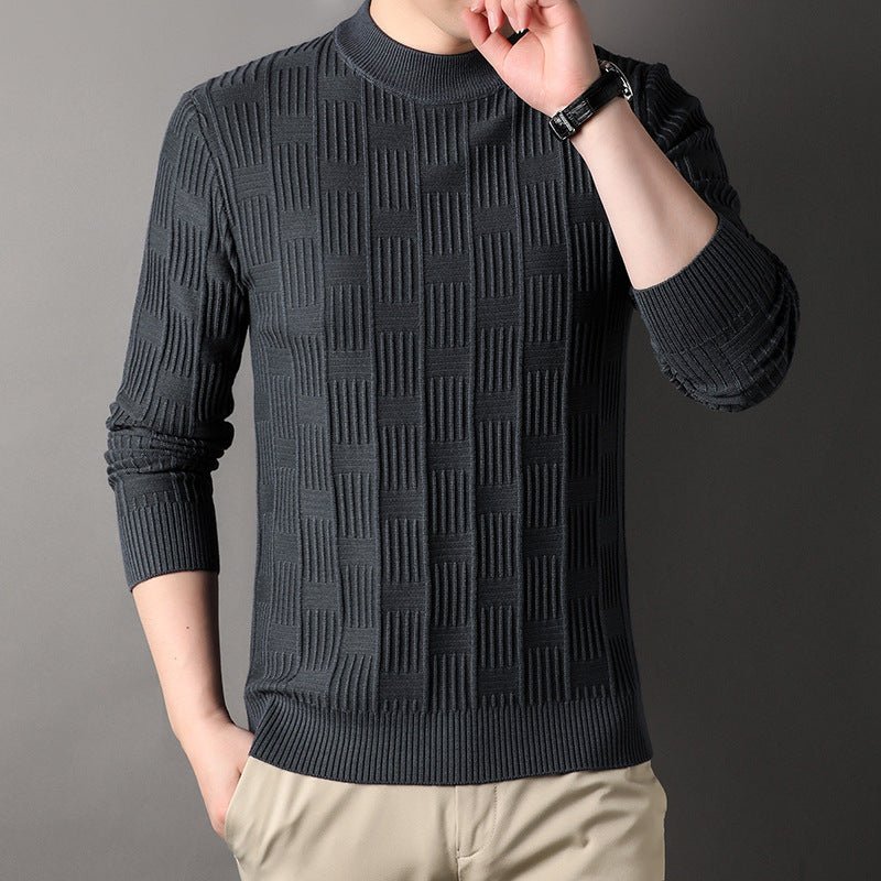 Solid Color Half Collar Thickened Men's Casual Sweater