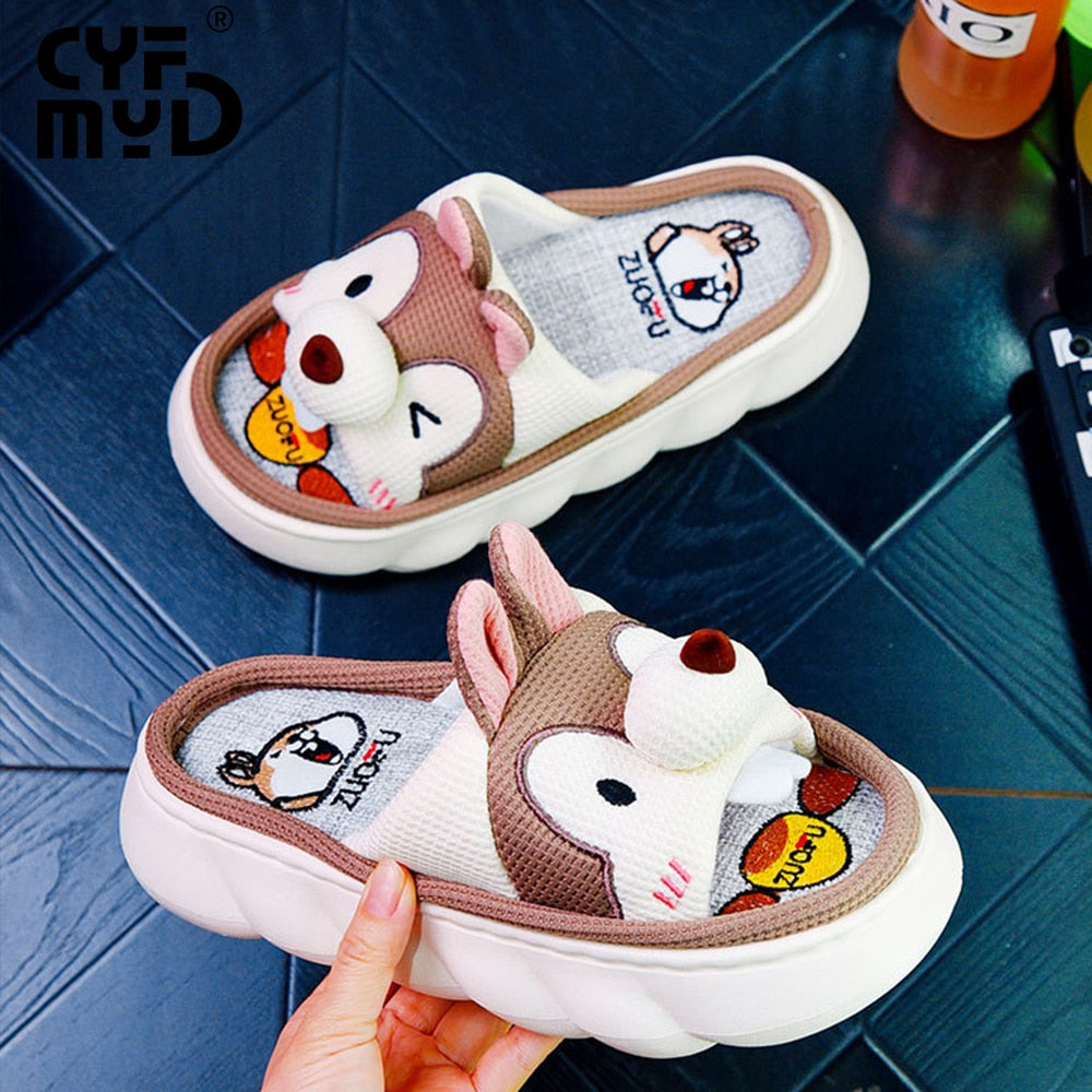 Animals Slippers Women Platform Shoes Cute Cartoon Thick Sole Home Slippers Bear Slippers Shark Slippers House Children Slippers