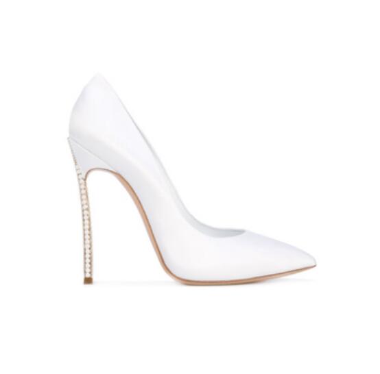 Bridal Pumps Women Pearl Embellished Blade Heels Pointed Toe Slip-On High Heel Dress Shoes Metal Heel Suede Wedding Heel Heels