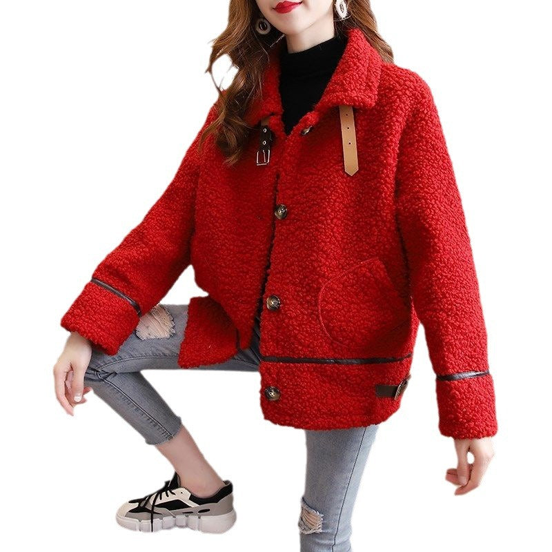 Lamb Wool Coat Women's Long Sleeve Warm