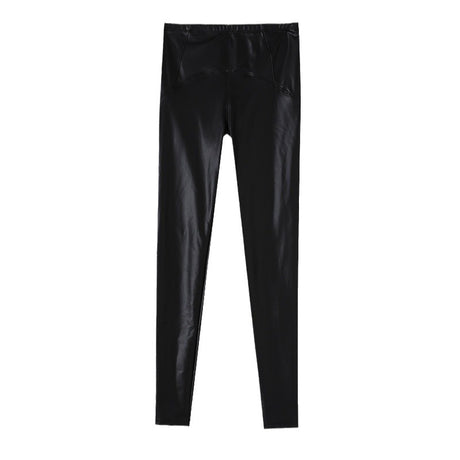 PU Leather Pants Female Fleece-lined Base Plus-sized