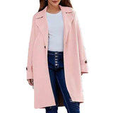 Long Sleeve Lapel Button Baggy Coat Women