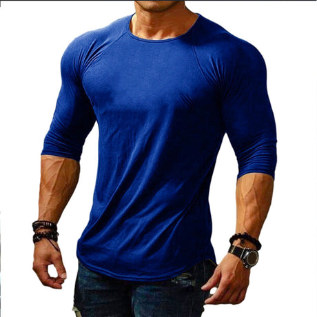 camiseta deportiva de manga larga de color sólido para hombre