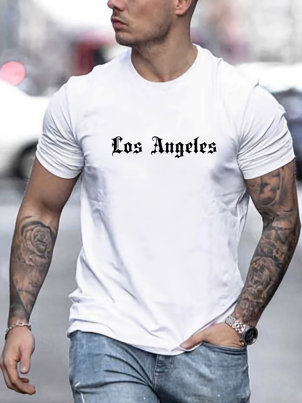 Camiseta de talla grande con cuello redondo para hombre, manga corta estampada con patrones personalizados