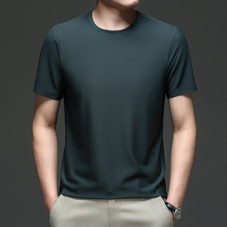 Pure Color Ice Silk Thin Breathable T-shirt Men's Top