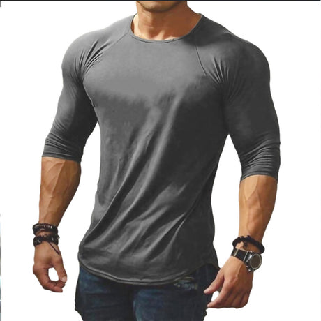 camiseta deportiva de manga larga de color sólido para hombre