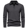 Retro Lapels Solid Color T-shirt Men's Fashion Long Sleeve Polo Shirt Bottoming Casual Top