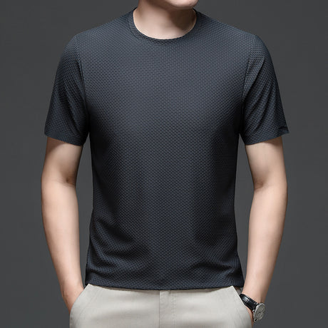 Pure Color Ice Silk Thin Breathable T-shirt Men's Top