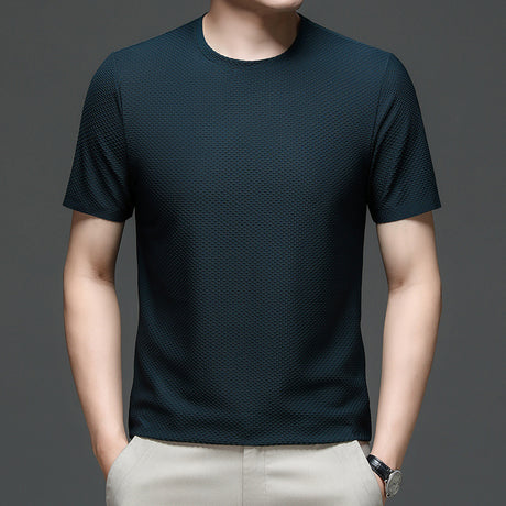 Pure Color Ice Silk Thin Breathable T-shirt Men's Top