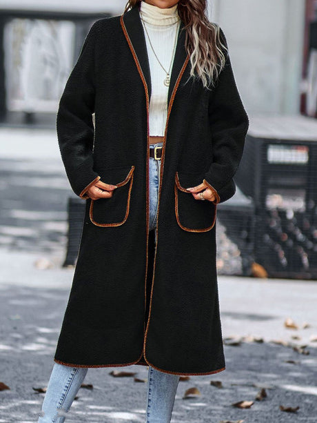 Cashmere Contrast Color Pocket Long Coat