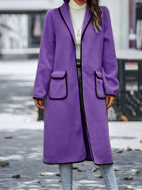 Cashmere Contrast Color Pocket Long Coat